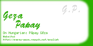 geza papay business card